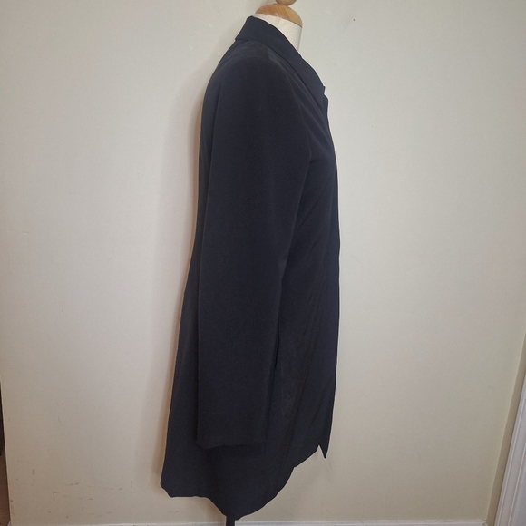 Theory black straight car coat hidden pockets polyester/lycra SZ M - Picture 5 of 9